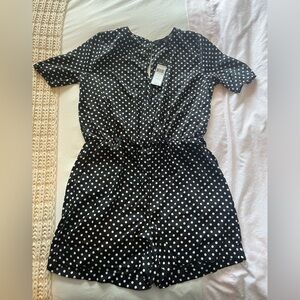 BCBGMaxAzria Black and White Polka Dot Romper